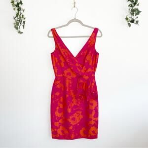 LELA ROSE Pink Orange Floral Sheath Dress Size 6